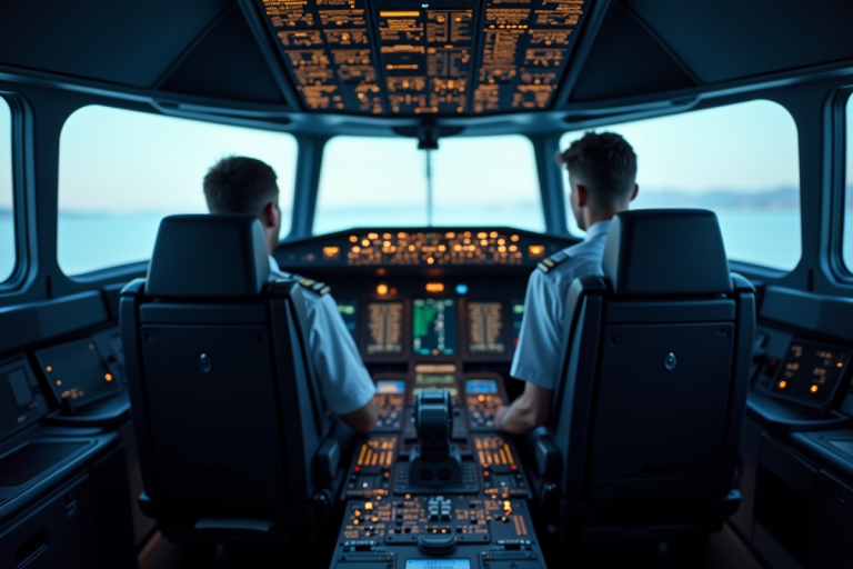 Pilote d'avion dans le cockpit avec écrans de sécurité